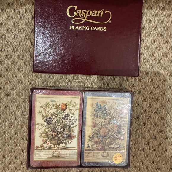Vintage 1998 Caspari Playing Cards Double Deck Set.new and sealed.floral in box - Picture 1 of 4